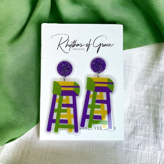 Ladder to Mardi Gras Magic: Vibrant Earrings for Your Carnival Style!🎉 - Rhythms of Grace Creative