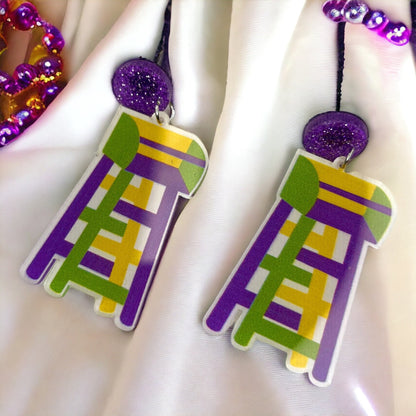 Ladder to Mardi Gras Magic: Vibrant Earrings for Your Carnival Style!🎉 - Rhythms of Grace Creative