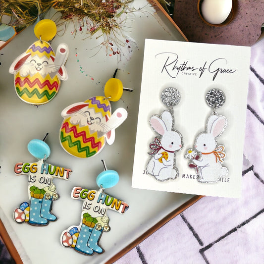 Hop Into Style: Adorable Easter Earrings – Bunny, Egg, and Boot Designs! - Rhythms of Grace Creative