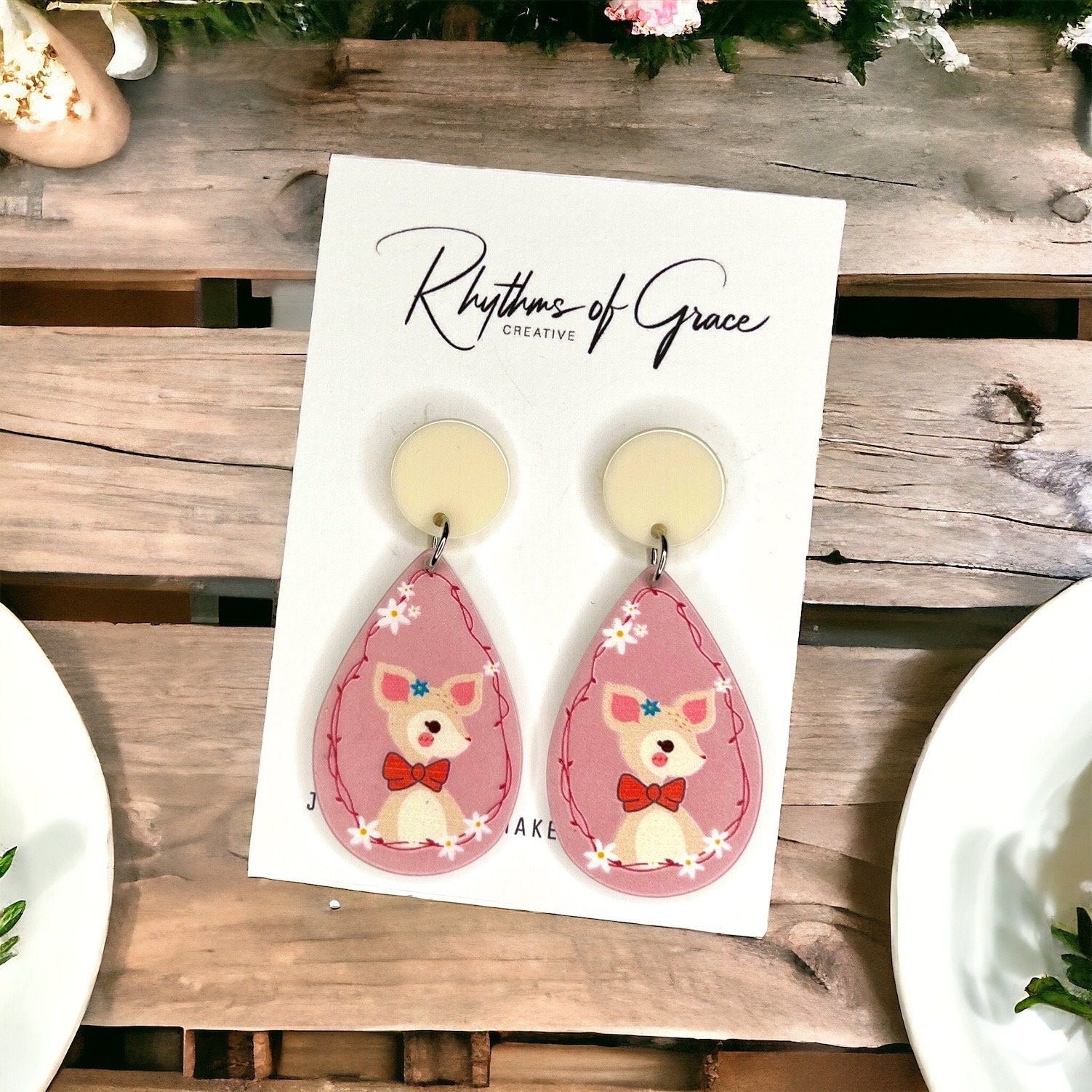 Pink Deer Dangle Earrings – Springtime Magic Awaits! - Rhythms of Grace Creative