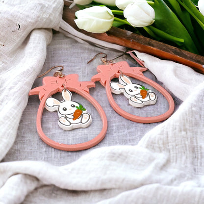 Pink Bunny Dangle Earrings: Hop into Easter Fun with Sparkly Style! - Rhythms of Grace Creative