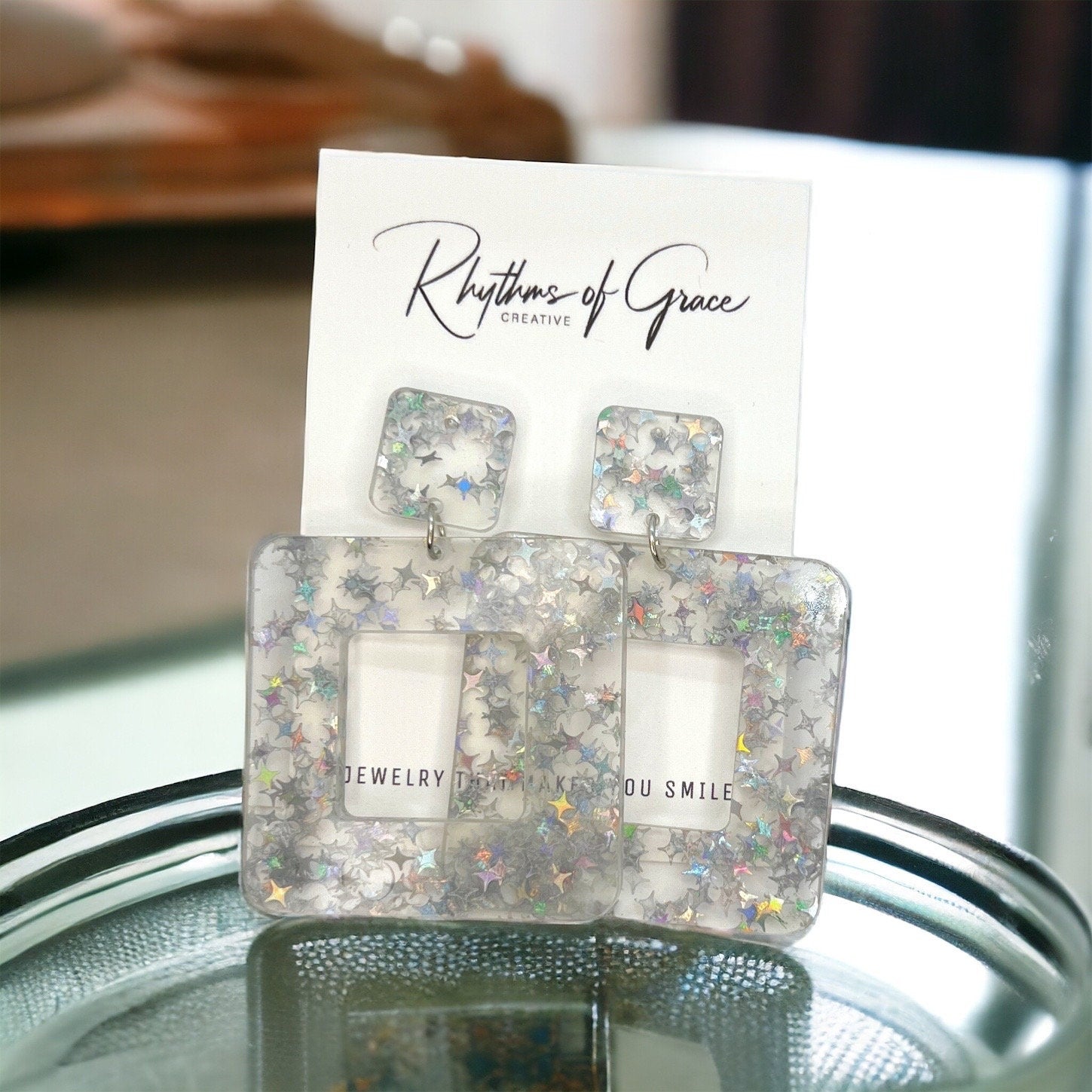 Sparkle & Shine: Silver & Clear Holographic Earrings - Rhythms of Grace Creative