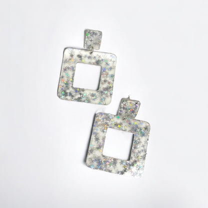Sparkle & Shine: Silver & Clear Holographic Earrings - Rhythms of Grace Creative