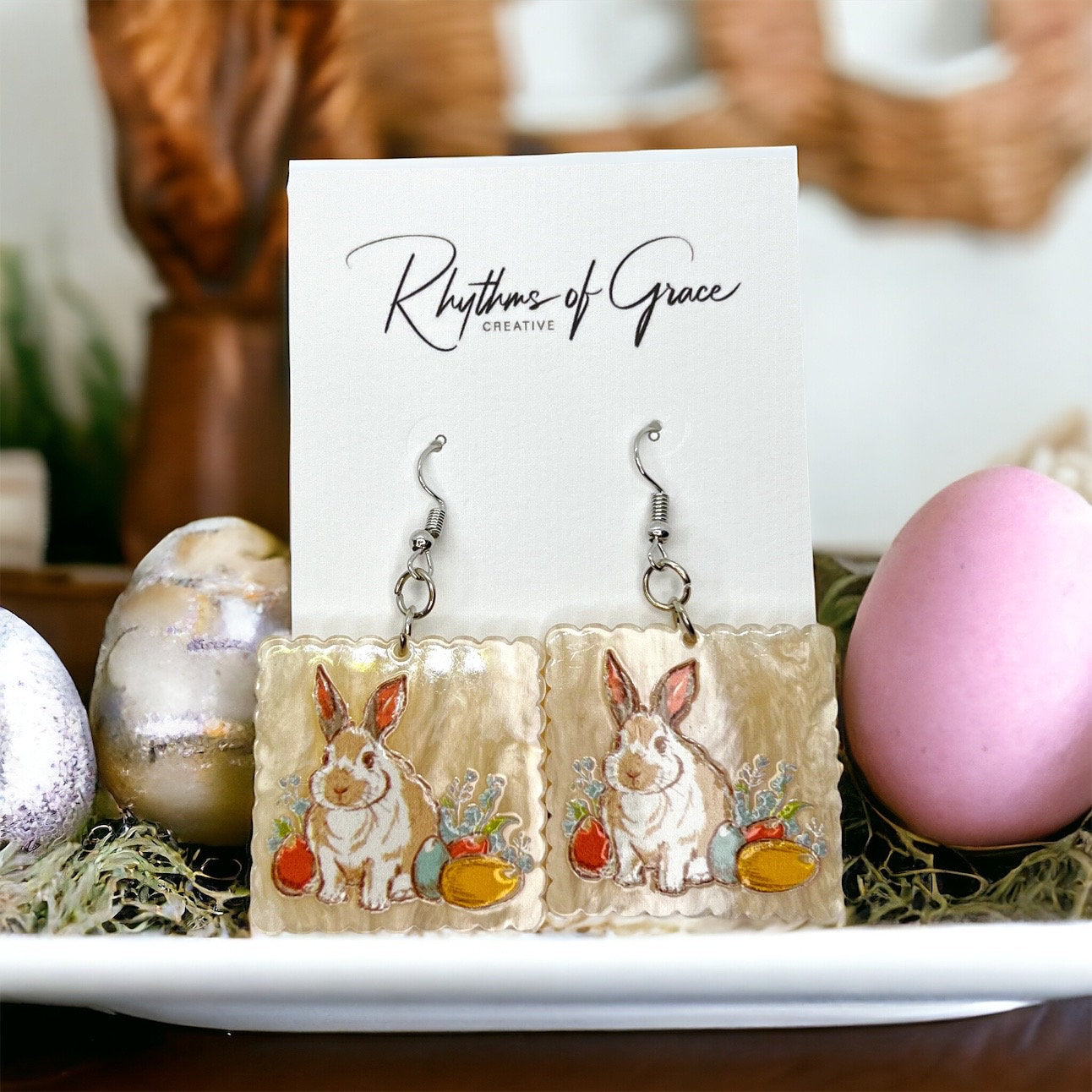 Hoppy Easter Vibes: Adorable Neutral Bunny Earrings for a Chic Spring Look! - Rhythms of Grace Creative