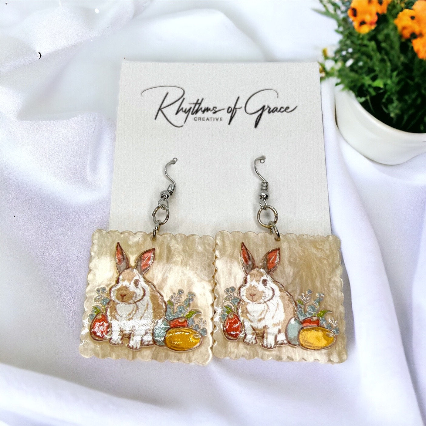 Hoppy Easter Vibes: Adorable Neutral Bunny Earrings for a Chic Spring Look! - Rhythms of Grace Creative