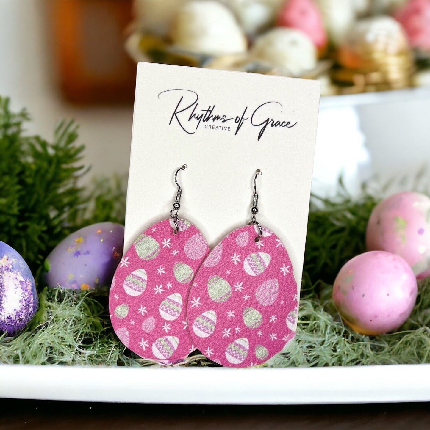 Hop Into Style: Adorable Pink Easter Egg Dangle Earrings! - Rhythms of Grace Creative