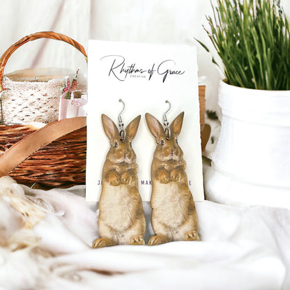 Whimsical Wooden Rabbit Earrings - Perfect for Easter Cheer! - Rhythms of Grace Creative