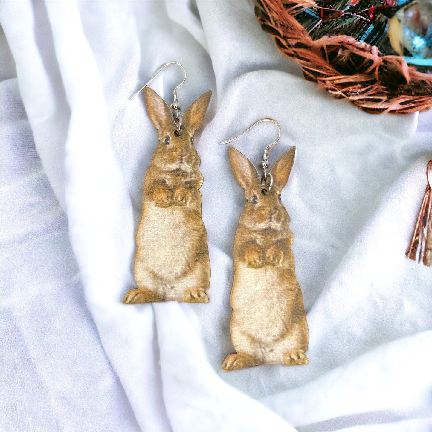 Whimsical Wooden Rabbit Earrings - Perfect for Easter Cheer! - Rhythms of Grace Creative
