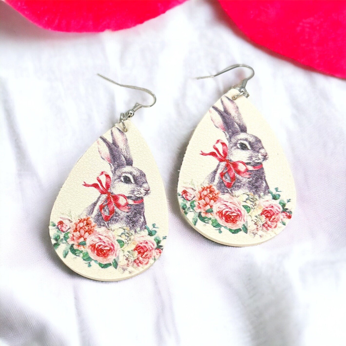 Hoppy Bunny Teardrop Earrings – Perfect Easter Accessory! - Rhythms of Grace Creative