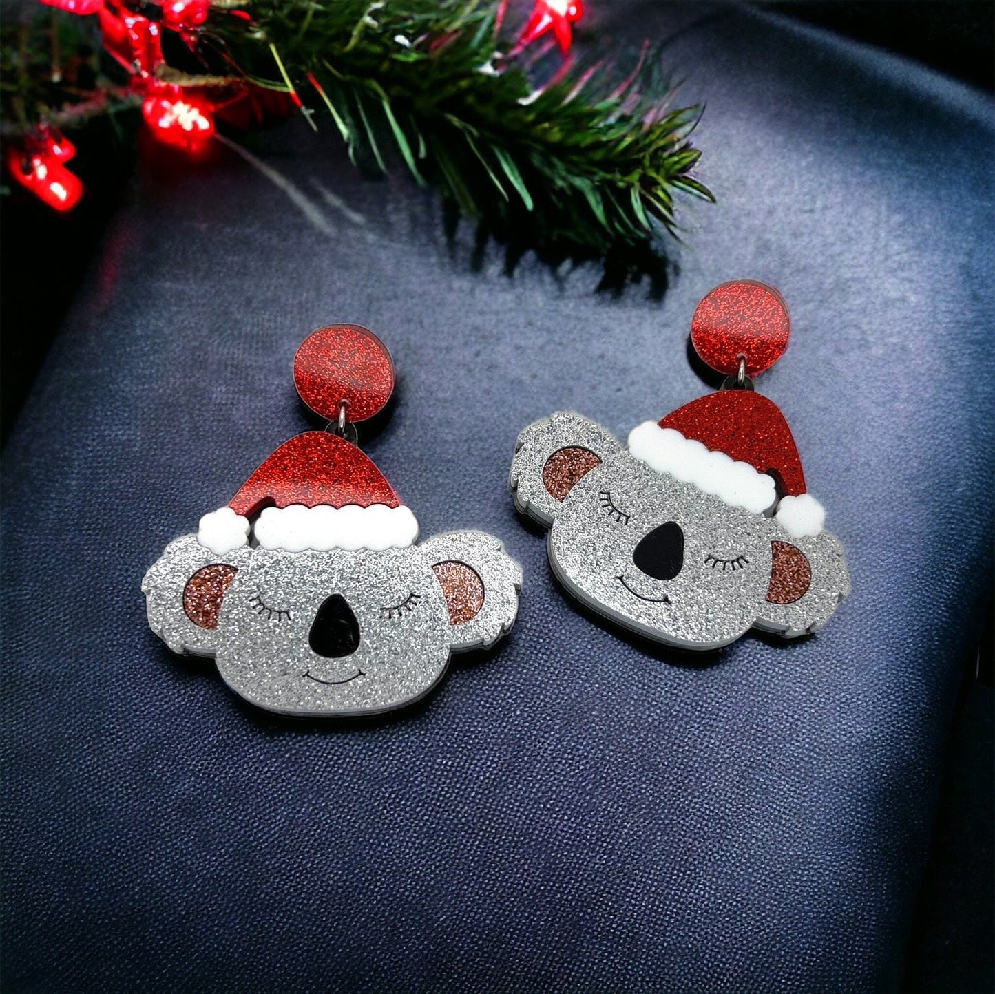 Aussie Christmas Cheer: Santa Koala Holiday Earrings - Rhythms of Grace Creative