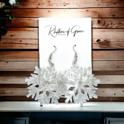 Frosty Glamour: Whimsical Snowflake Dangle Earrings for the Holidays! - Rhythms of Grace Creative