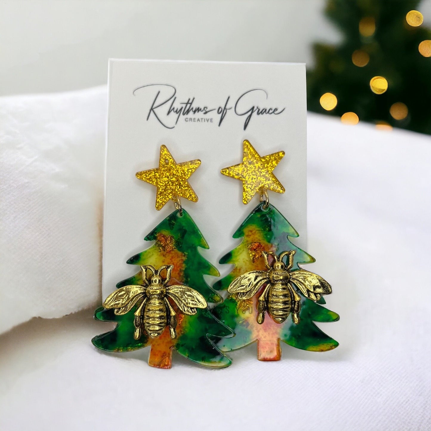 Buzz into Holiday Glamour with Our Christmas Tree Earrings! 🎄 - Rhythms of Grace Creative