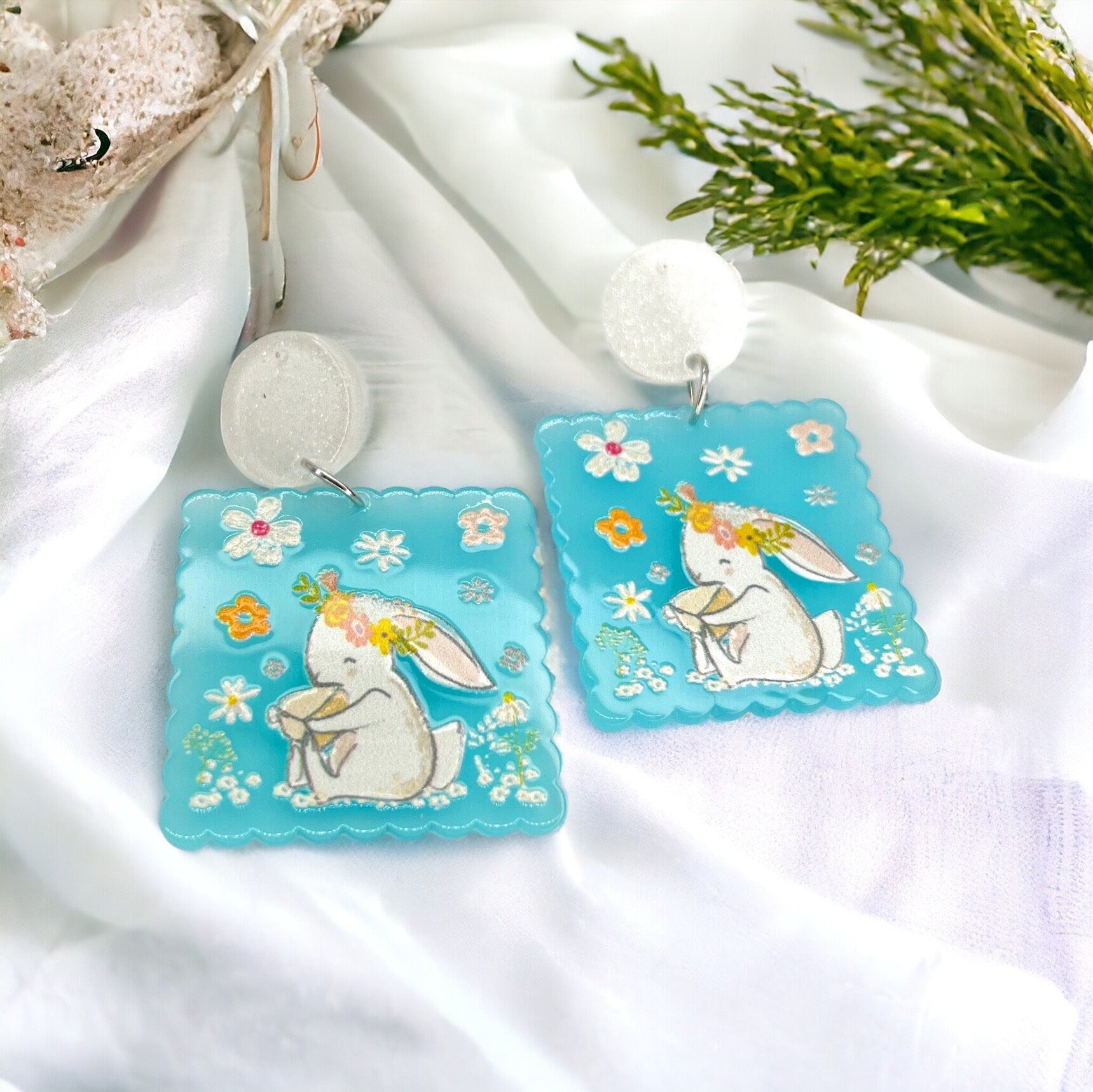 Hop Into Style with Our Charming Pale Blue Bunny Earrings! - Rhythms of Grace Creative