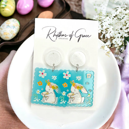 Hop Into Style with Our Charming Pale Blue Bunny Earrings! - Rhythms of Grace Creative