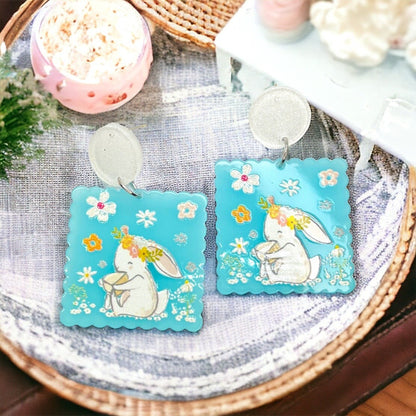 Hop Into Style with Our Charming Pale Blue Bunny Earrings! - Rhythms of Grace Creative
