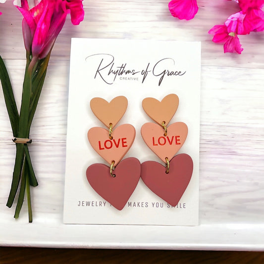 Love in Pink: Adorable Triple Heart Earrings for Every Occasion! - Rhythms of Grace Creative