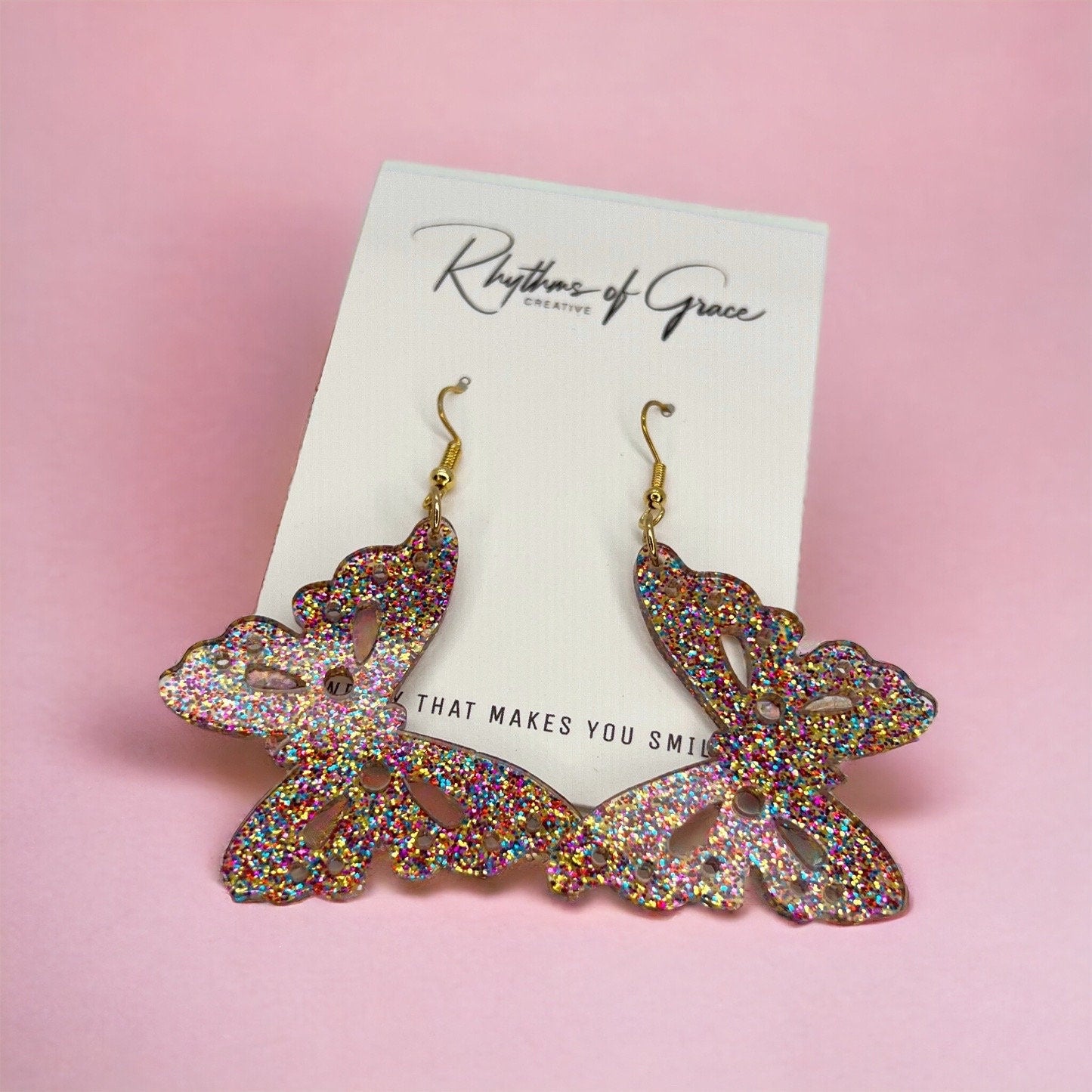 Enchanting Pink Glitter Earrings - Perfect Everyday Sparkle - Rhythms of Grace Creative
