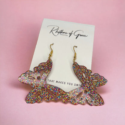Enchanting Pink Glitter Earrings - Perfect Everyday Sparkle - Rhythms of Grace Creative