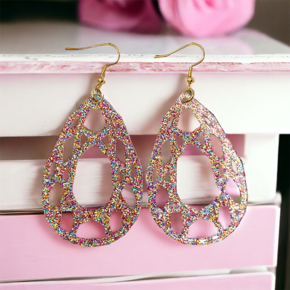 Enchanting Pink Glitter Earrings - Perfect Everyday Sparkle - Rhythms of Grace Creative