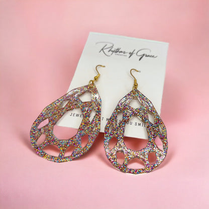 Enchanting Pink Glitter Earrings - Perfect Everyday Sparkle - Rhythms of Grace Creative