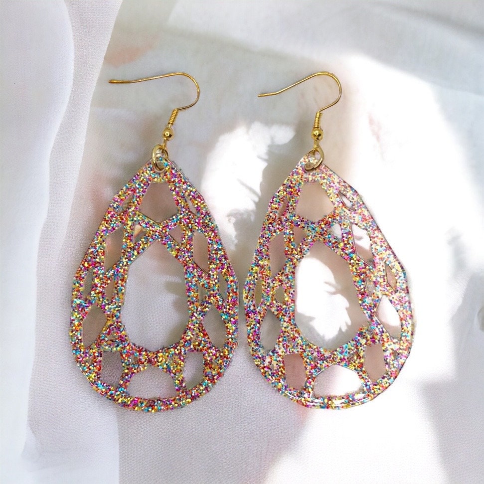 Enchanting Pink Glitter Earrings - Perfect Everyday Sparkle - Rhythms of Grace Creative