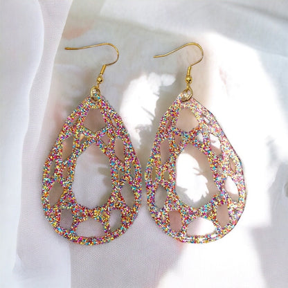 Enchanting Pink Glitter Earrings - Perfect Everyday Sparkle - Rhythms of Grace Creative