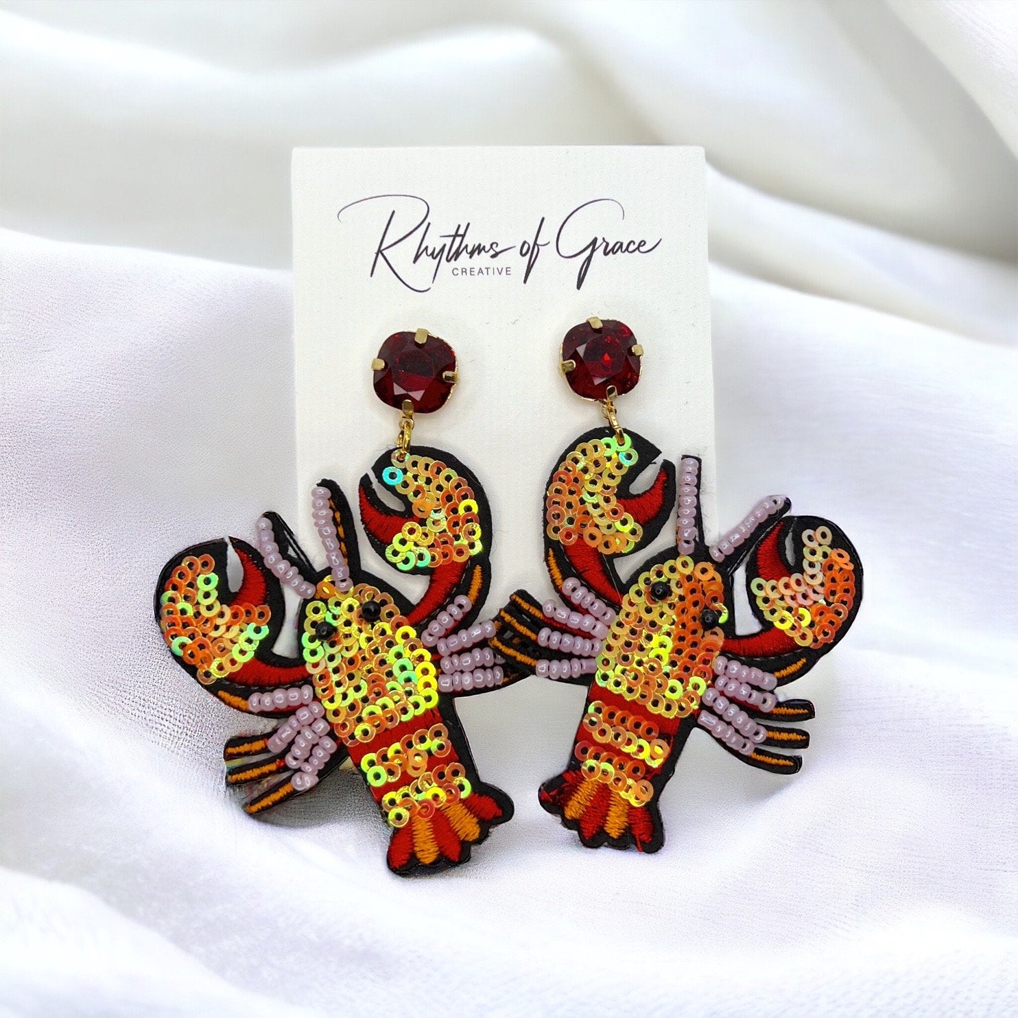 Cajun Charm: Whimsical Beaded Crawfish Earrings for Everyday Fun! 🦞 - Rhythms of Grace Creative