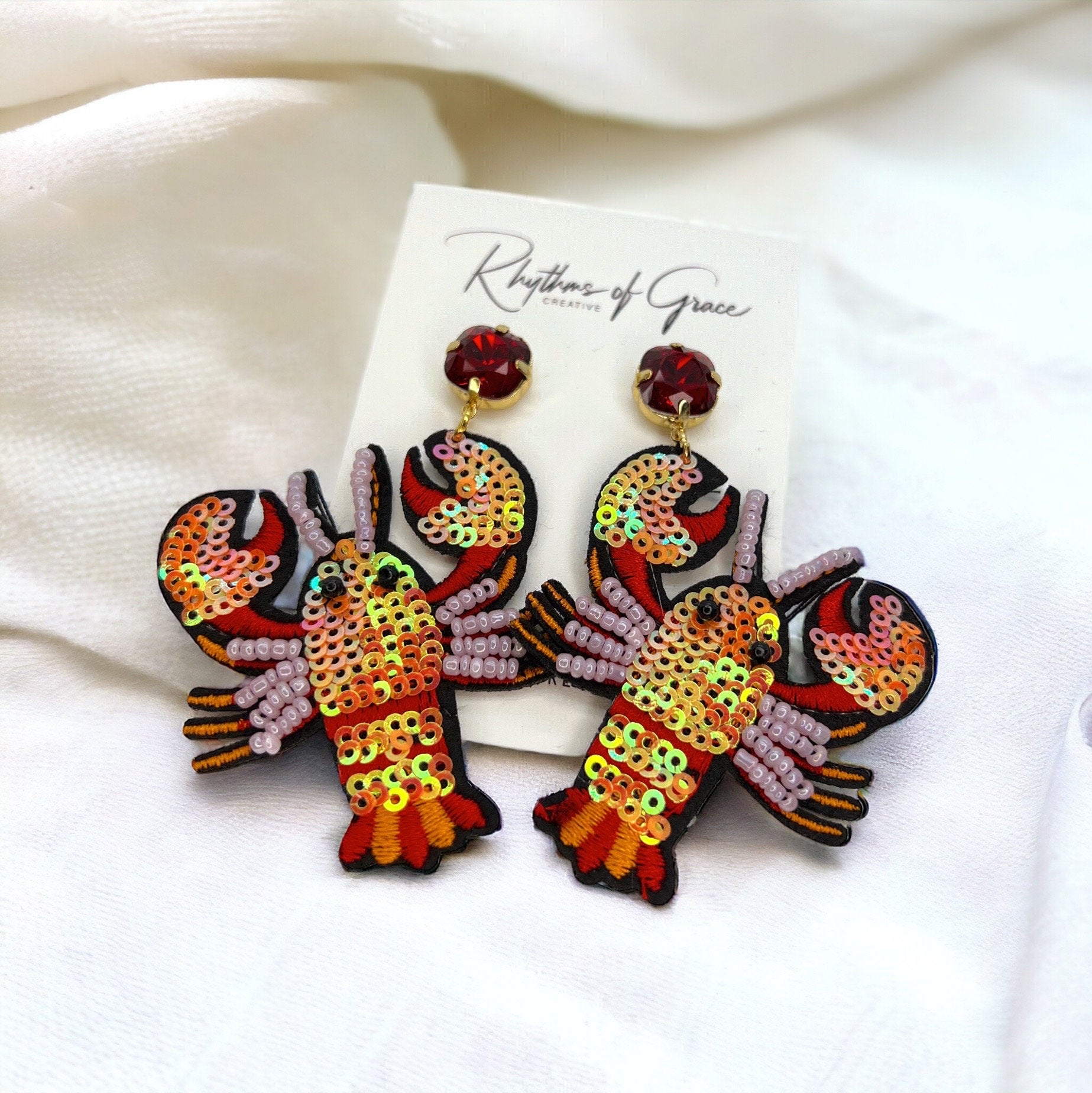 Cajun Charm: Whimsical Beaded Crawfish Earrings for Everyday Fun! 🦞 - Rhythms of Grace Creative