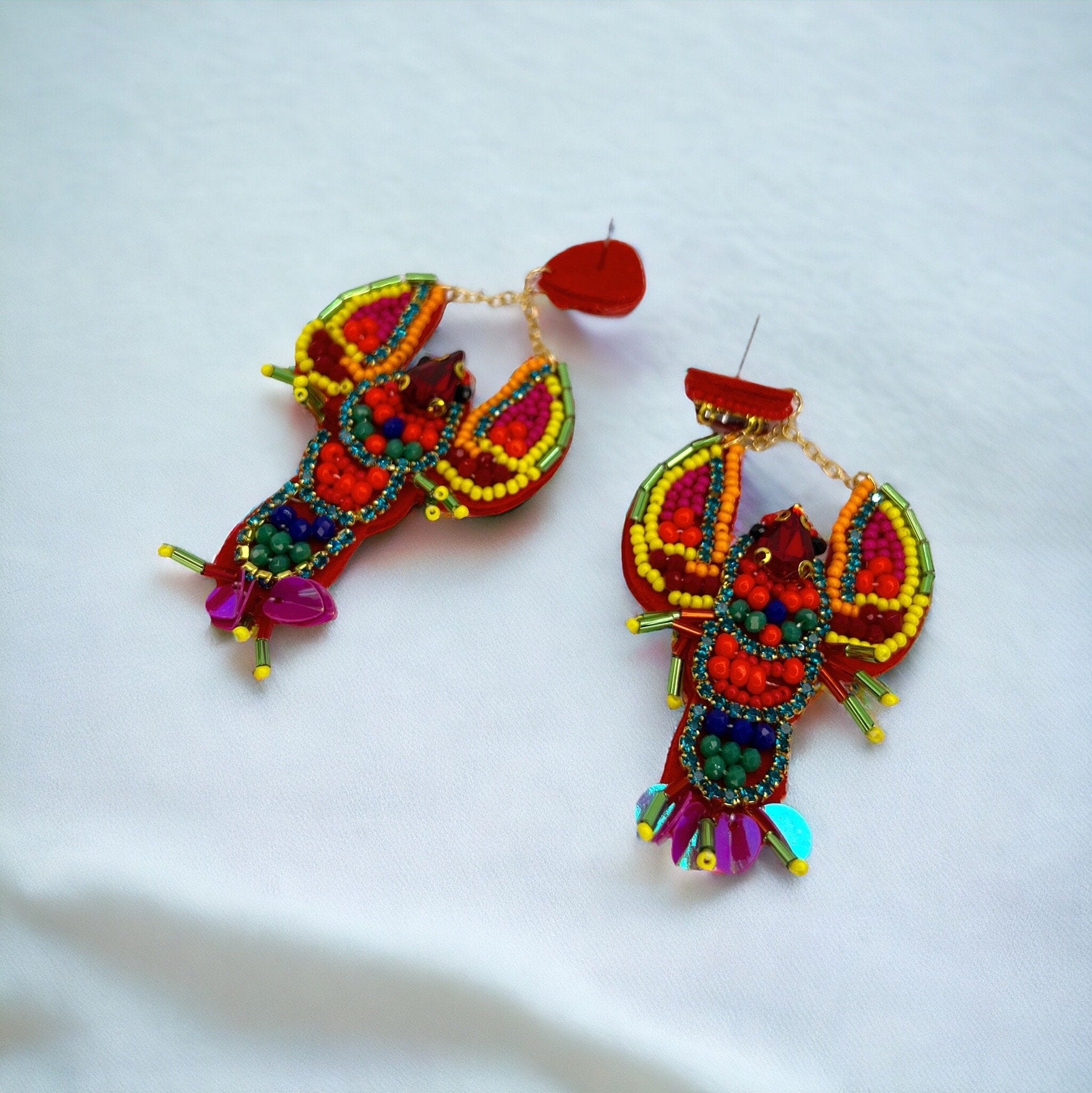 Cajun Charm: Whimsical Beaded Crawfish Earrings for Everyday Fun! 🦞 - Rhythms of Grace Creative