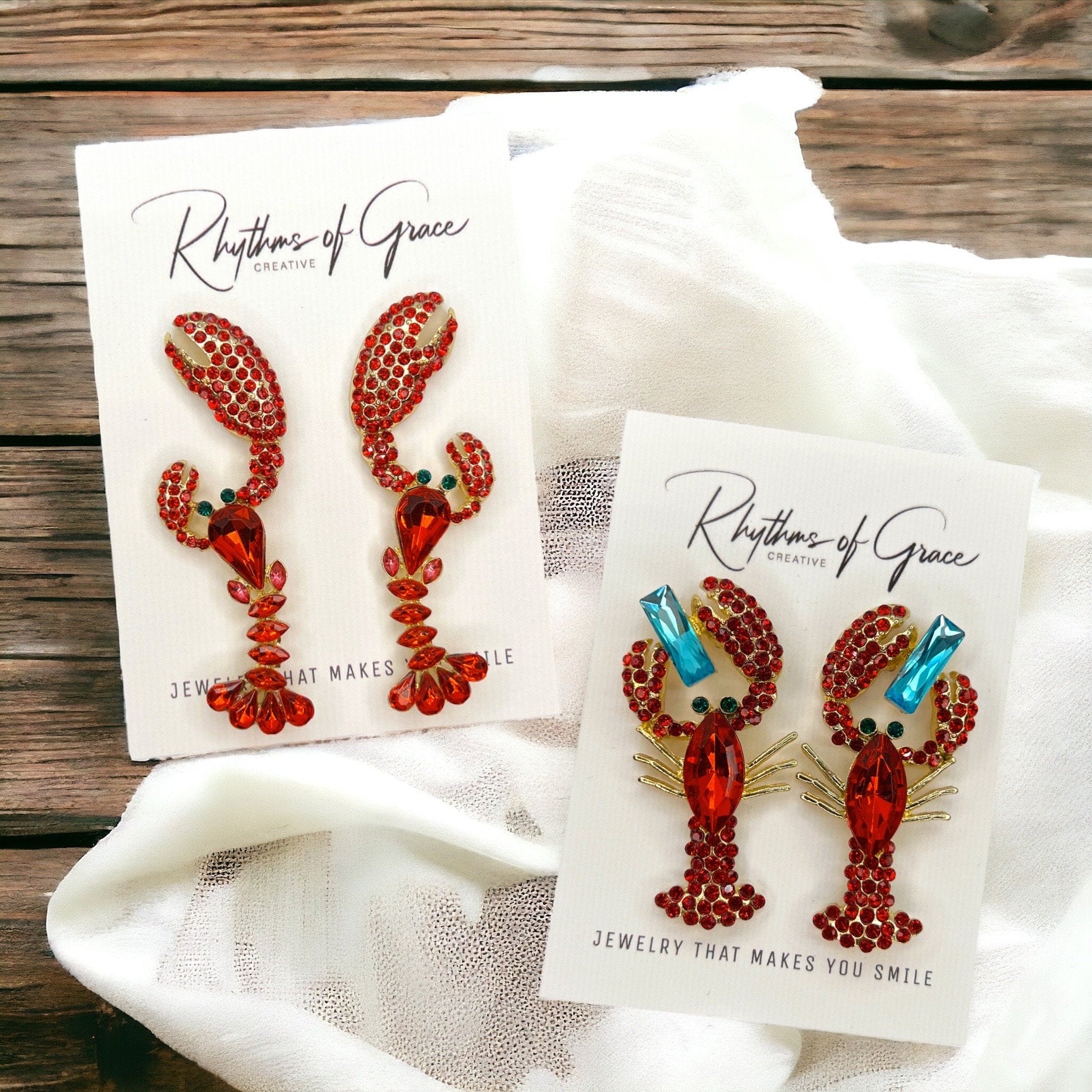 Catch the Sparkle: Rhinestone Crawfish Earrings for a Dazzling Crawfish Boil! - Rhythms of Grace Creative