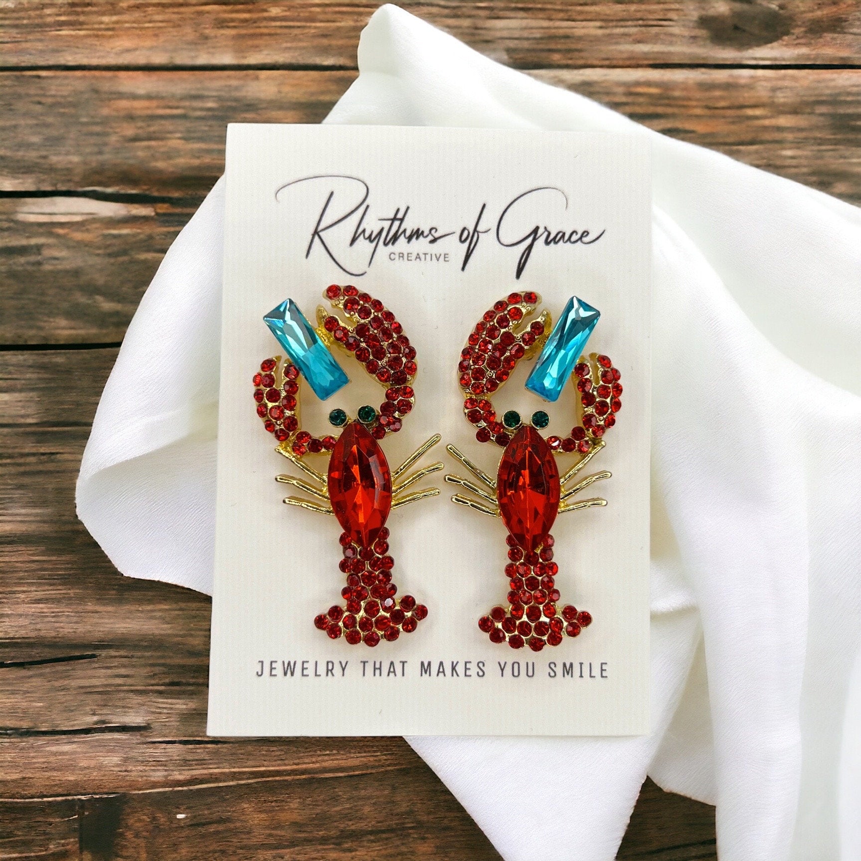 Catch the Sparkle: Rhinestone Crawfish Earrings for a Dazzling Crawfish Boil! - Rhythms of Grace Creative
