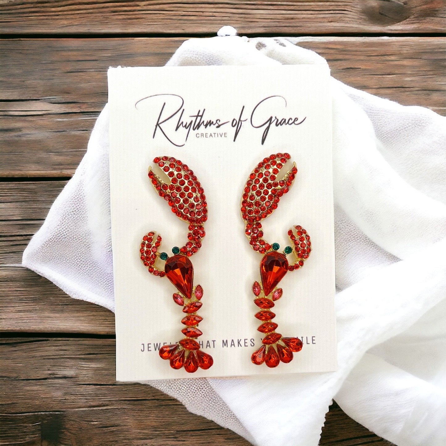 Catch the Sparkle: Rhinestone Crawfish Earrings for a Dazzling Crawfish Boil! - Rhythms of Grace Creative