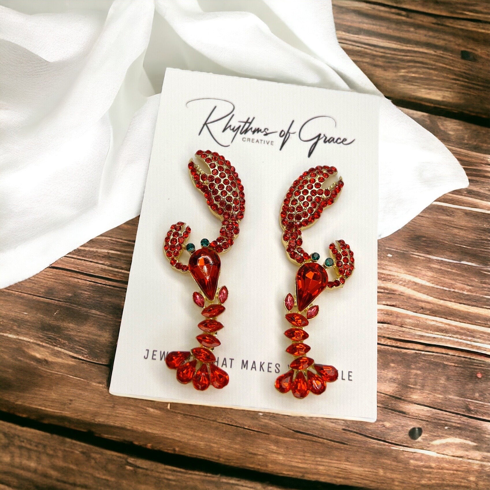Catch the Sparkle: Rhinestone Crawfish Earrings for a Dazzling Crawfish Boil! - Rhythms of Grace Creative