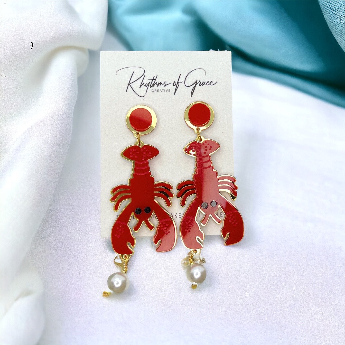 Crawfish Craze: Sparkly Dangle Earrings for Cajun Magic! 🦞 - Rhythms of Grace Creative
