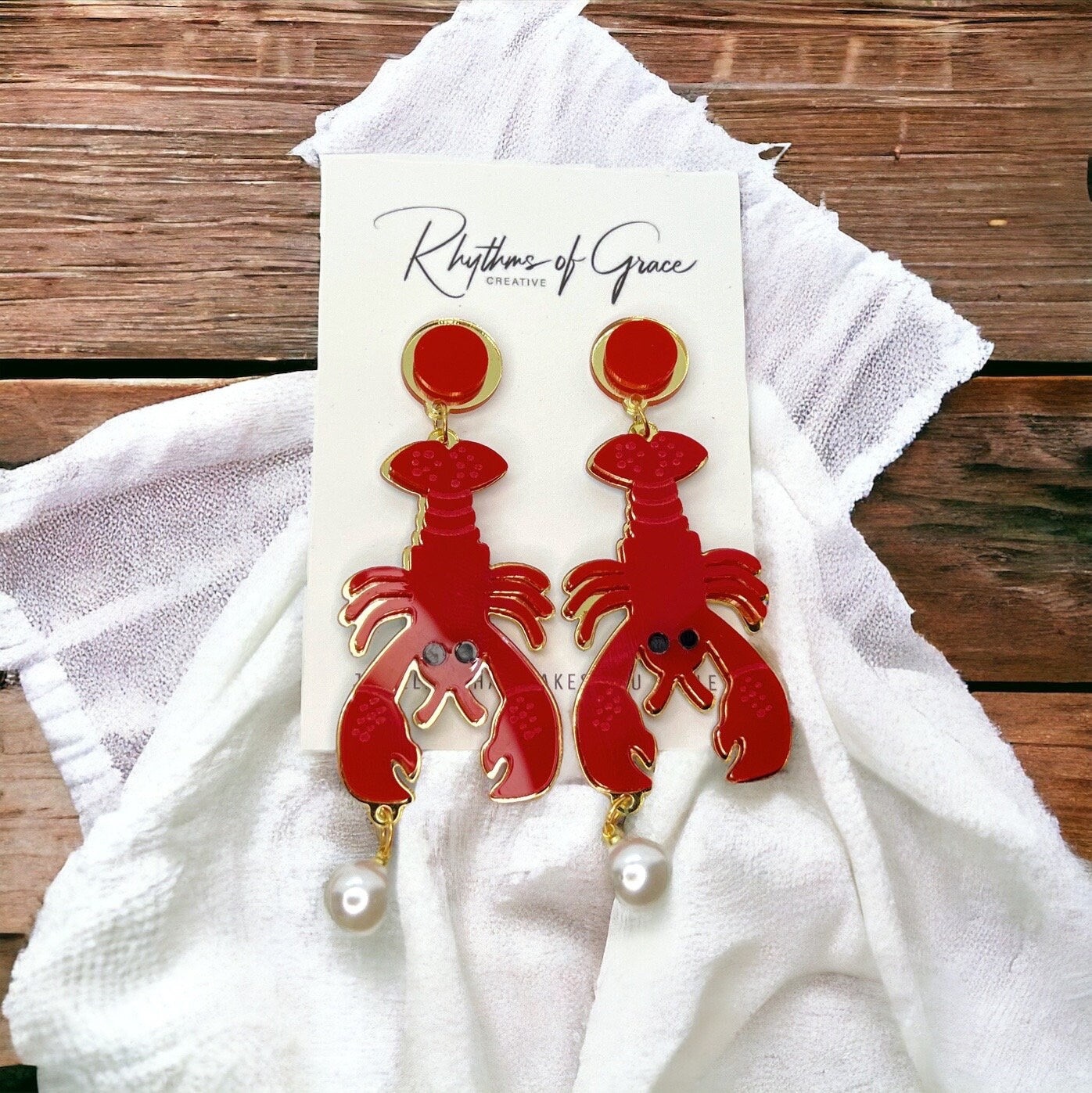 Crawfish Craze: Sparkly Dangle Earrings for Cajun Magic! 🦞 - Rhythms of Grace Creative