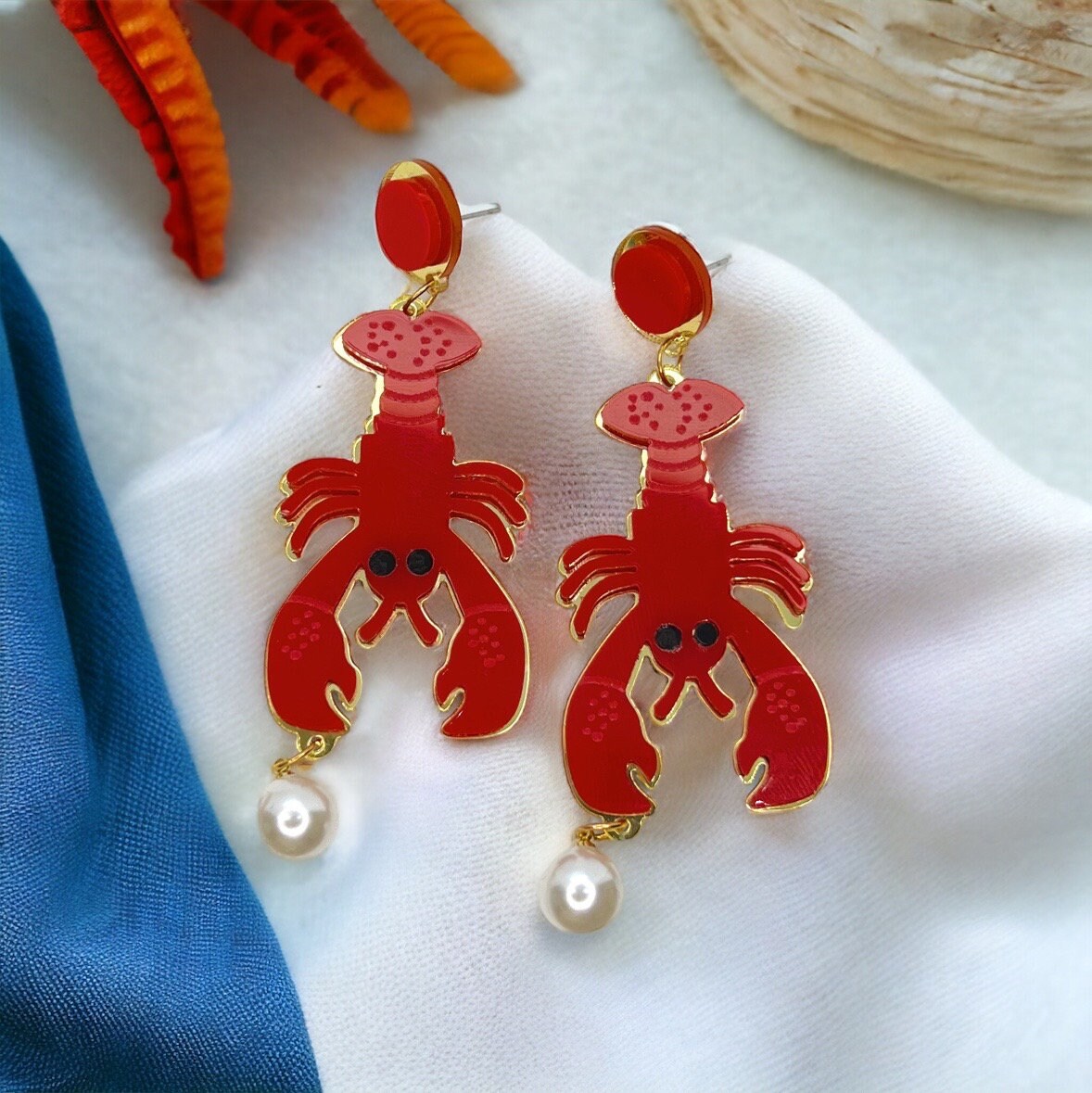 Crawfish Craze: Sparkly Dangle Earrings for Cajun Magic! 🦞 - Rhythms of Grace Creative