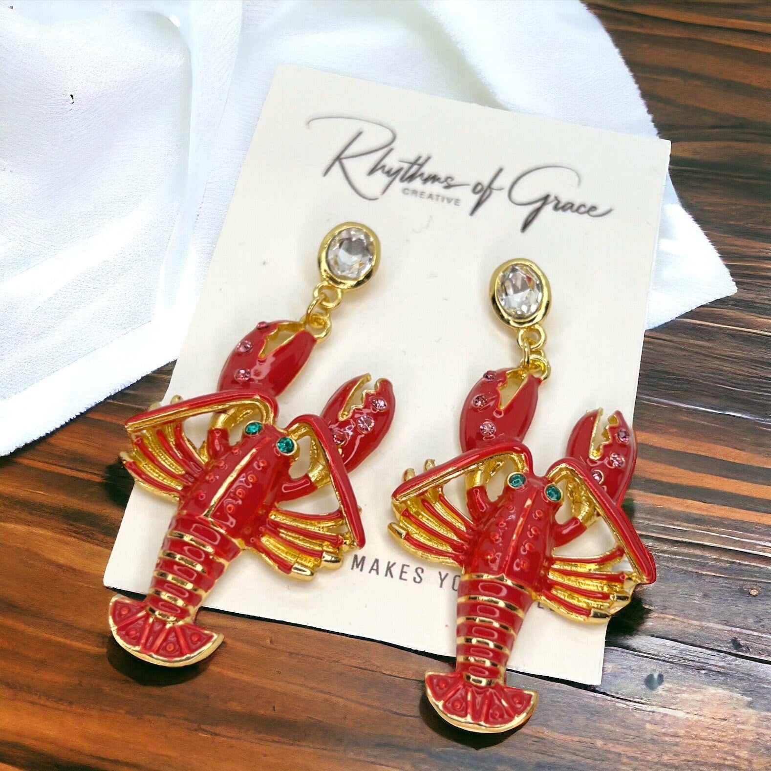 Crawfish Craze: Sparkly Dangle Earrings for Cajun Magic! 🦞 - Rhythms of Grace Creative