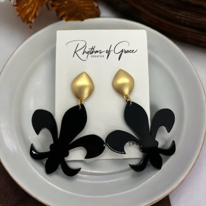 Fleur-tastic Oversized Earrings: Rock Your Louisiana Spirit in Style! - Rhythms of Grace Creative