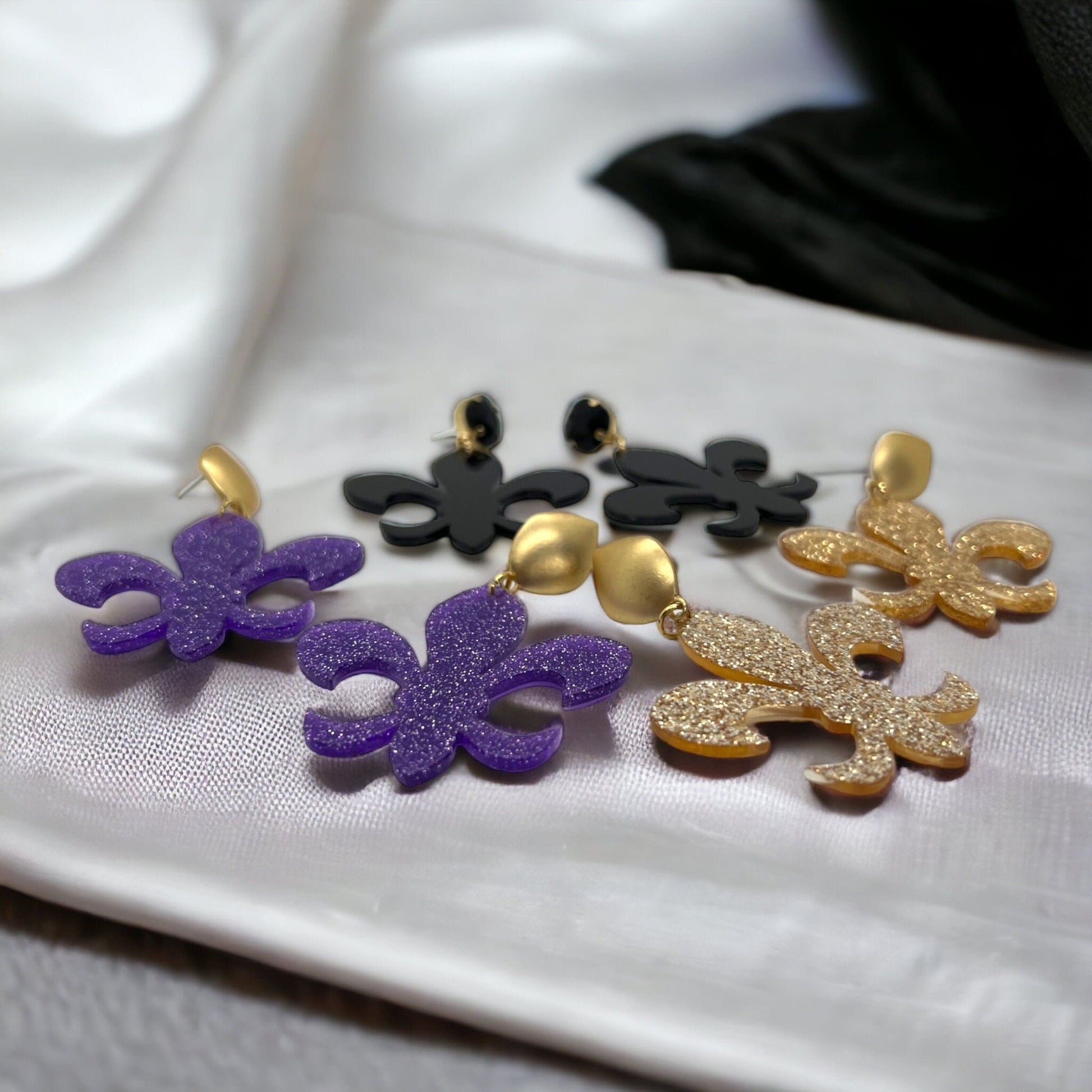 Fleur-tastic Oversized Earrings: Rock Your Louisiana Spirit in Style! - Rhythms of Grace Creative