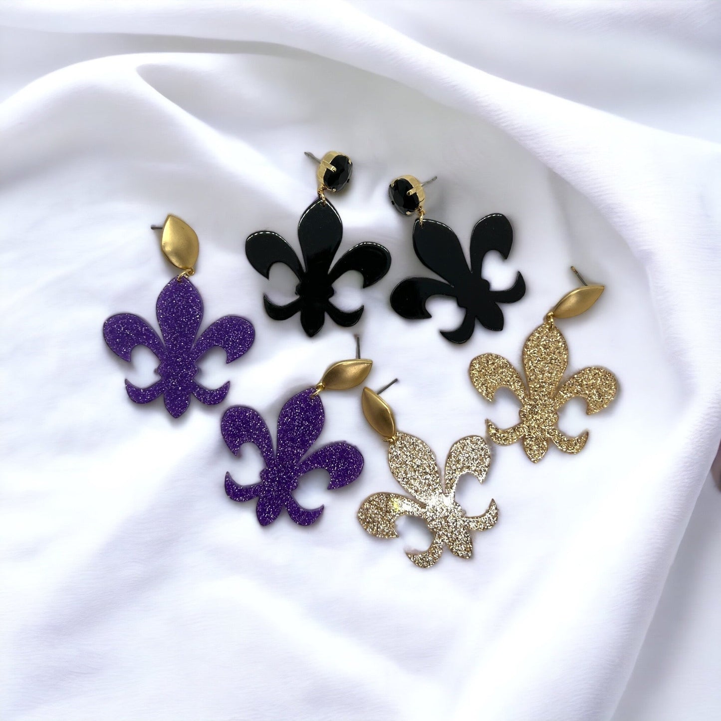 Fleur-tastic Oversized Earrings: Rock Your Louisiana Spirit in Style! - Rhythms of Grace Creative