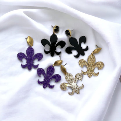 Fleur-tastic Oversized Earrings: Rock Your Louisiana Spirit in Style! - Rhythms of Grace Creative
