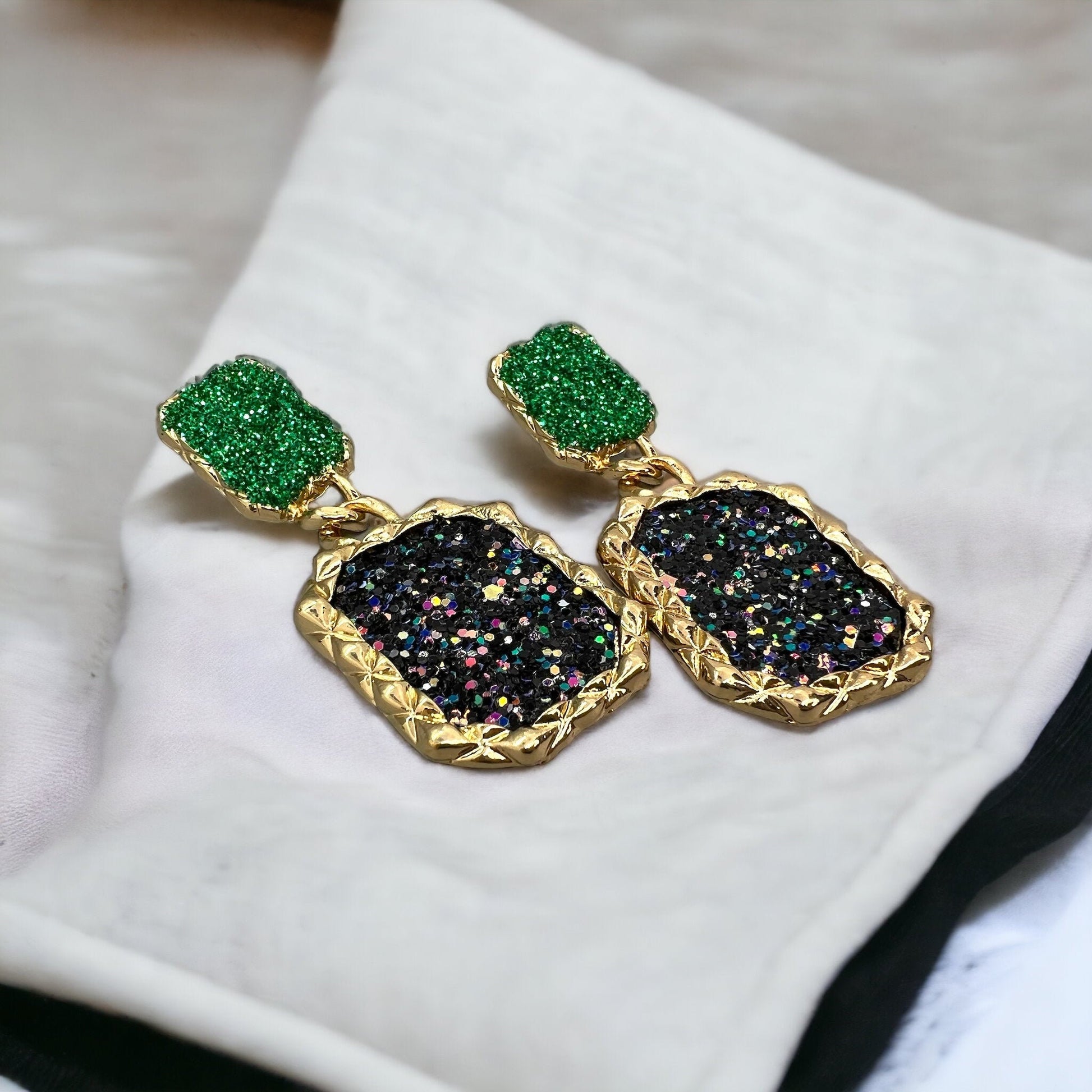 Mardi Gras Earrings - Handmade Jewelry, Rhinestone Earrings, New Orleans, NOLA, Purple Green Gold, Mardi Gras Jewelry, Parade Outfit - Rhythms of Grace Creative