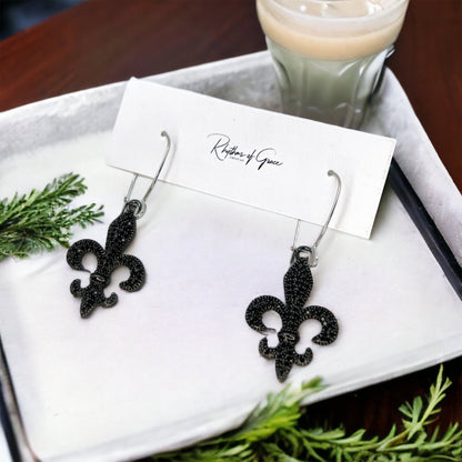 Fleur de lis Earrings - Louisiana Hoops, Handmade Jewelry, Heart of Louisiana, New Orleans Saints, NOLA Earrings, Handmade Earrings - Rhythms of Grace Creative