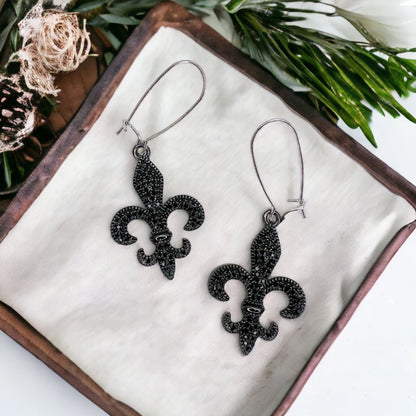 Fleur de lis Earrings - Louisiana Hoops, Handmade Jewelry, Heart of Louisiana, New Orleans Saints, NOLA Earrings, Handmade Earrings - Rhythms of Grace Creative