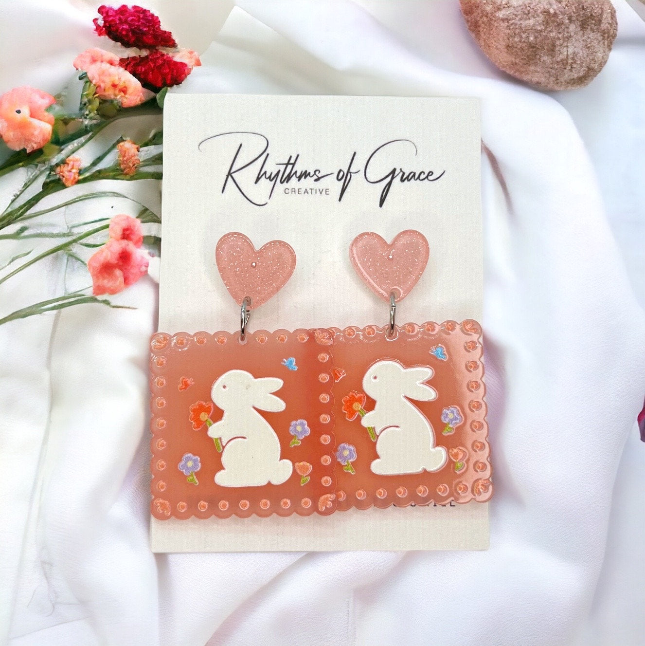 Hop into Style: Adorable Pale Pink Bunny Earrings for Easter Cheer! - Rhythms of Grace Creative
