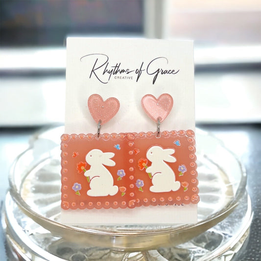 Hop into Style: Adorable Pale Pink Bunny Earrings for Easter Cheer! - Rhythms of Grace Creative