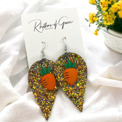 Sparkle & Shine: Whimsical Glitter Carrot Dangle Earrings! - Rhythms of Grace Creative