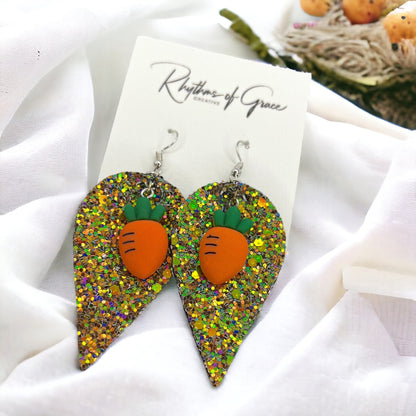 Sparkle & Shine: Whimsical Glitter Carrot Dangle Earrings! - Rhythms of Grace Creative