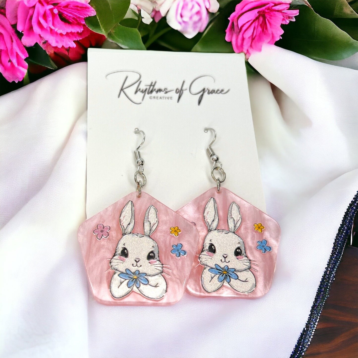 Hop into Style with Our Adorable Pink Bunny Earrings! - Rhythms of Grace Creative