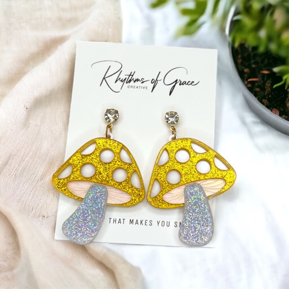 Mushroom Magic: Whimsical Dangle Earrings for Fungi Lovers! - Rhythms of Grace Creative